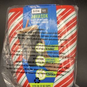 Sok It Javasok Cold Cup Sleeve, Candy Cane Stripes Large 30-32 oz Christmas